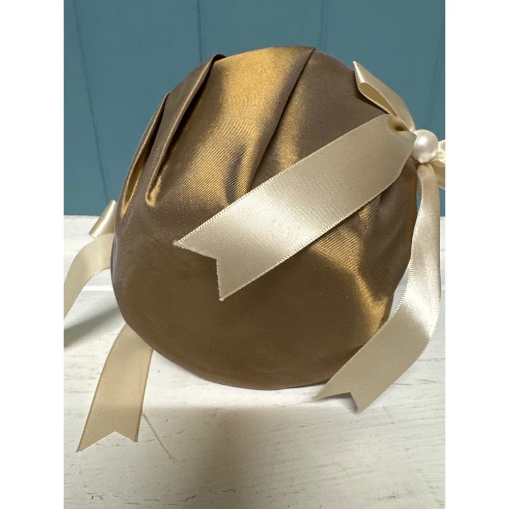Satin Flower Girl Basket Ivory Pearl Bow Wedding‎ Ceremony Special Occasion